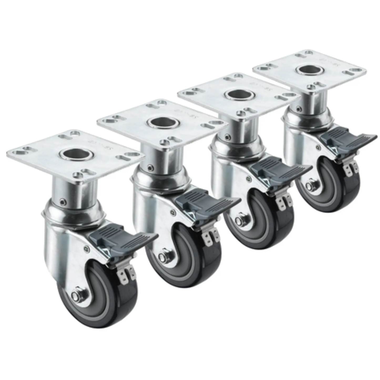 Krowne Plate Caster 3" Swivel w/Break Adjustable Height - 28-114S Krowne