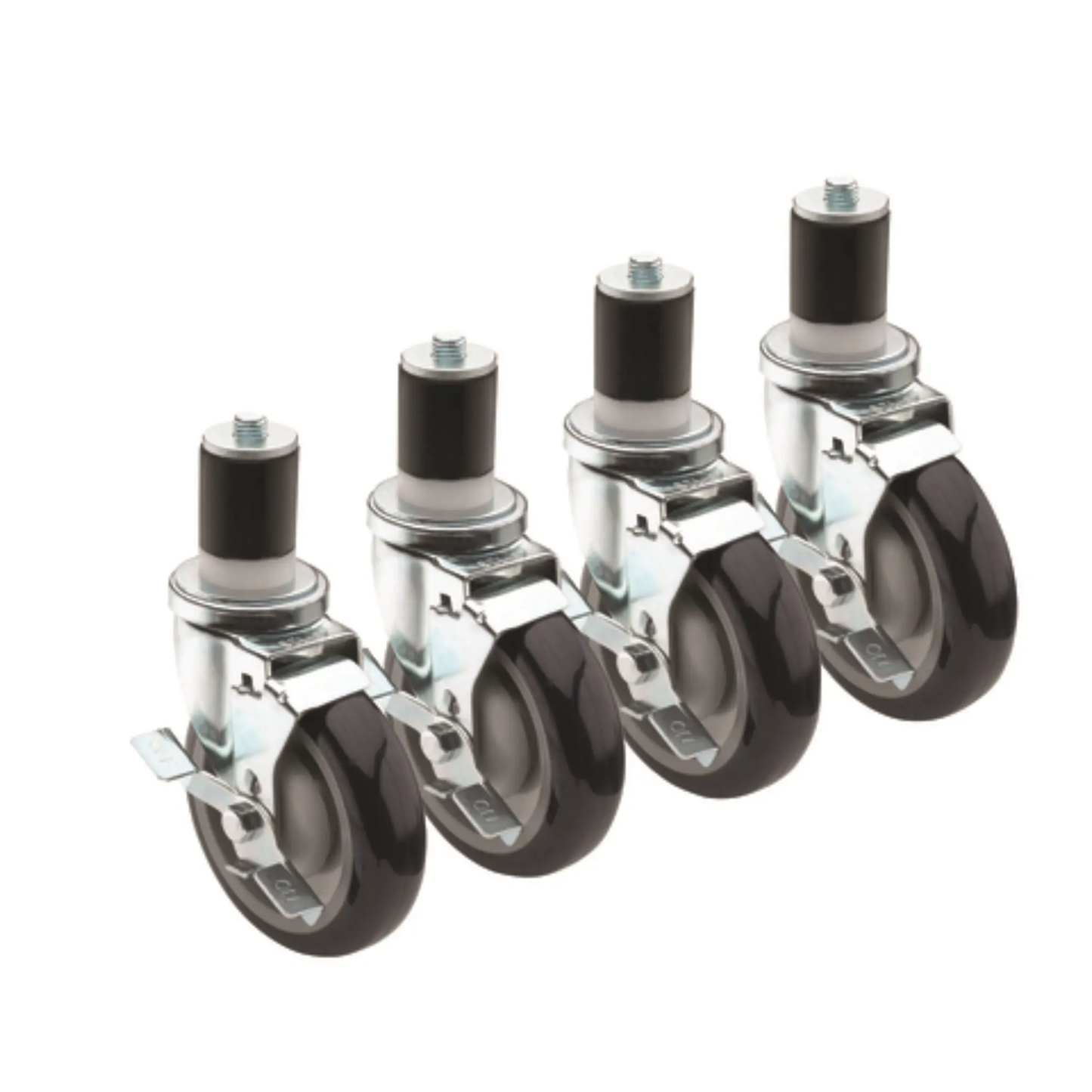 Krowne Stem Casters, 5" Wheels with Brakes - 28-129S 4PK Krowne