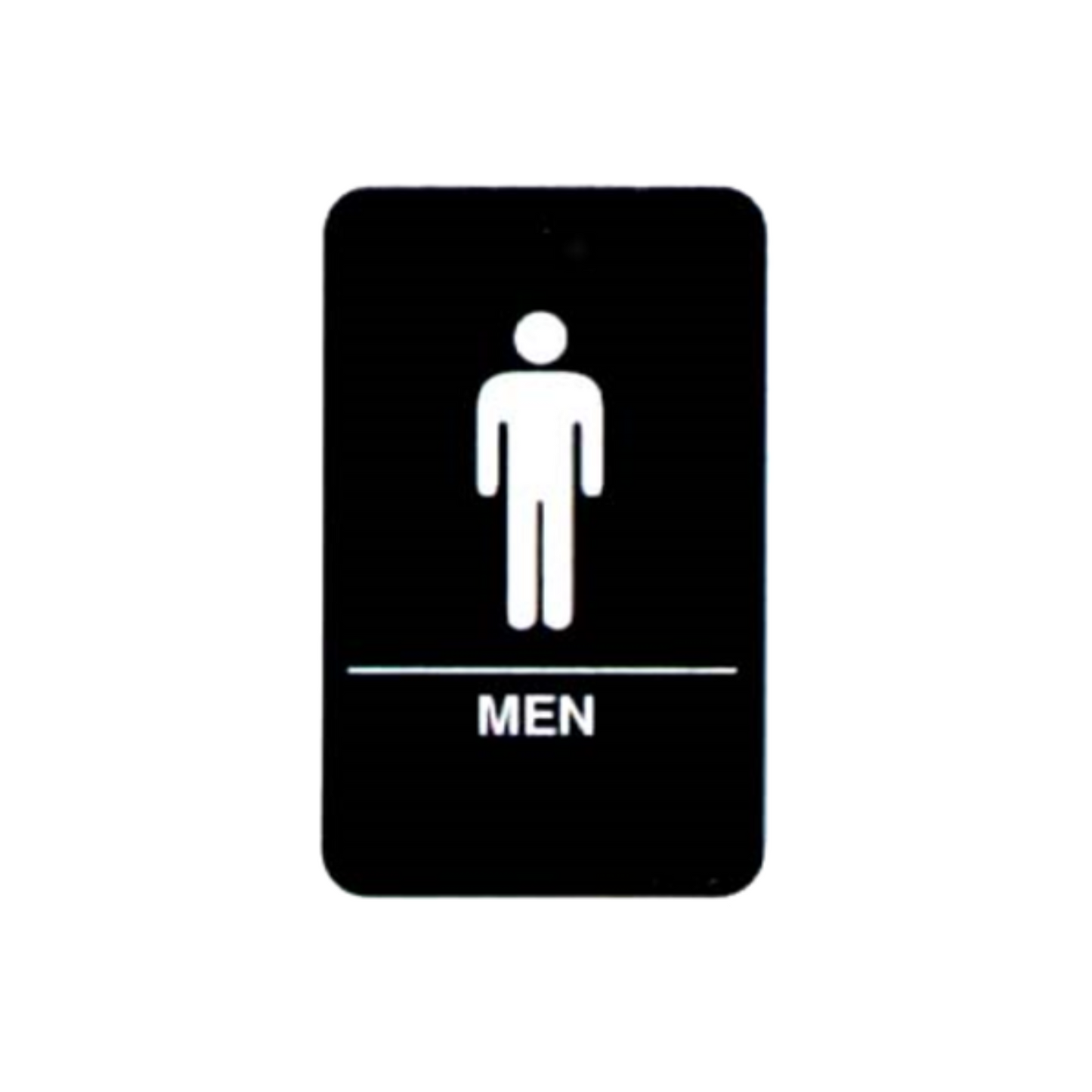 Letrero Vollrath "Hombres" en braille, 15 x 23 cm, blanco sobre negro - 5635