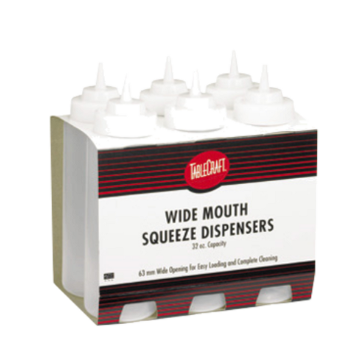 TableCraft - Squeeze Bottle Wide Mouth Clear 32oz 6Pk - C3263C TableCraft