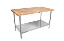 John Boos Work Table, Wood Top 72"x 30" - JNS11-X John Boos