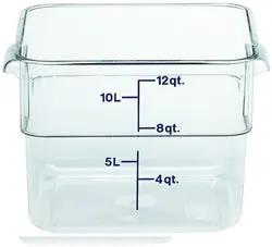 Cambro Food Container, 12 qt, clear "CamSquare" -12SFSCW-135 Cambro