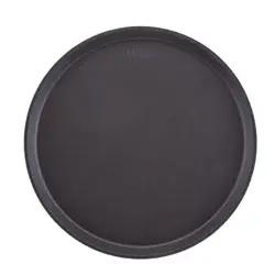 Cambro Camtread Serving Tray, Round, Black, 14" - 1400CT110 Cambro