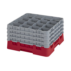 Cambro Camrack 玻璃酒杯,高脚 4 扩展全尺寸,16 件套,红色 NSF - 16S900163