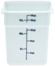 Cambro Food Container, 18 qt, White "CamSquare Poly" - 18SFSP148