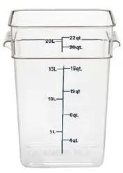 Cambro Food Container, 22 qt, Clear "CamSquare" - 22SFSCW-135 Cambro