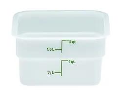Cambro Food Container, 2 qt, White "CamSquare Poly" - 2SFSP148 Cambro