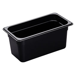 Bandeja Cambro para alimentos, 1/3 del tamaño, 6" de profundidad, alta temperatura, negra - 36HP110