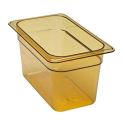 Bandeja Cambro para alimentos calientes, de plástico, tamaño 4, 15 cm de profundidad, color ámbar, 46HP150
