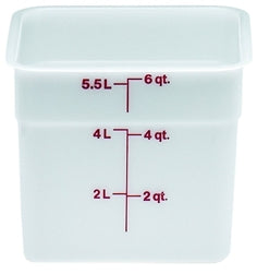 Cambro Food Container, 6 qt,White "CamSquare Poly" - 6SFSP148