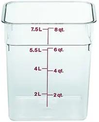 Cambro Food Container, 8 qt,clear "CamSquare" - 8SFSCW-135 Cambro