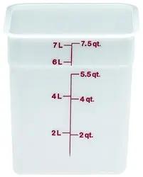 Cambro Food Container, 8 qt, White "CamSquare Poly" - 8SFSP148 Cambro