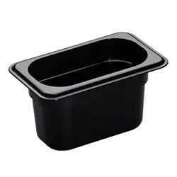 Cambro Camwear Food Pan, Plastic, 1/9 Size, 4" Deep, Polycarbonate, Black, NSF - 94CW-110 Cambro