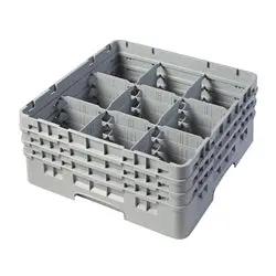 Cambro Glass Rack, 3 Extenders, 9-Comp, Grey - 9S638151 Cambro
