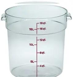 Cambro Food Container, 18qt Round - Clear - RFSCW18-135 Cambro