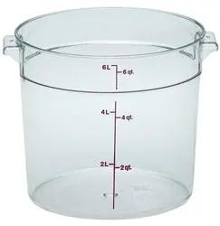 Cambro Food Container, 6qt Round - Clear - RFSCW6-135 Cambro