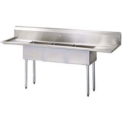 CCK - Fregadero de cocina, 3 compartimentos, 25 x 35 cm, 2 escurridores, 30 cm - CC3-10