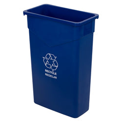 Contenedor de residuos Carlisle Trimline de 23 galones, azul, con símbolo de reciclaje impreso - 342023REC14