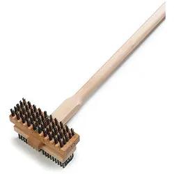 Carlisle Double Broiler King Brush, 1-5/8" Steel Flat Bristles & 1-5/8" Wire Bristles, W/Wood Handle - 4029400 Carlisle