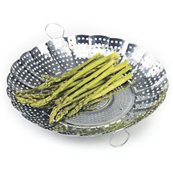 Vaporera de verduras Norpro, grande, expandible, sin poste central - 177