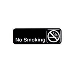 Letrero Vollrath, "Prohibido fumar", 7,6 x 23 cm, blanco sobre negro - 4513