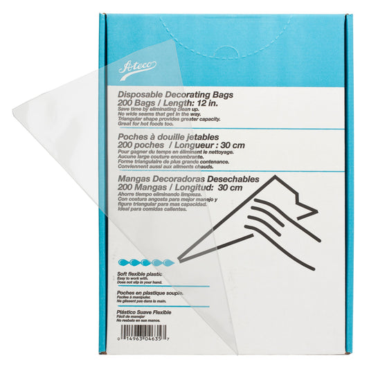 Ateco Pastry Bag 12" Soft Disposable 200 Pack - 4635