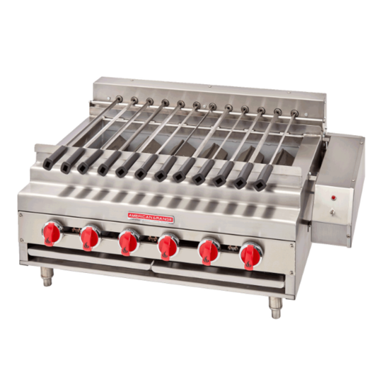 American Range Rotisserie Kebob Broiler 60″ Countertop, 300,000 BTU - ARKB-60-R