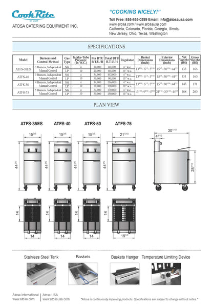 CCK 70 LB Commercial Deep Fryer - Natural Gas - ATFS-75