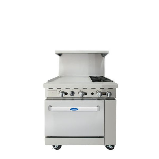 Atosa CookRite 36" Combination Gas Range Stainless Steel 2 Burners - AGR-2B24GL