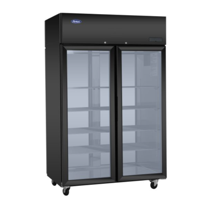 Atosa Pass-Thru Refrigerator Glass Door Black Exterior 2 - PLUS-F2B-GD-S-PT