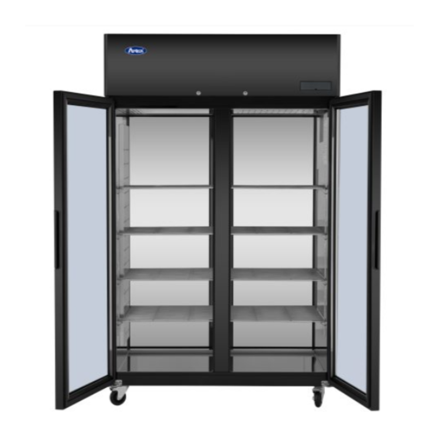 Atosa Pass-Thru Refrigerator Glass Door Black Exterior 2 - PLUS-F2B-GD-S-PT