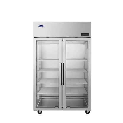 Atosa 2-Section Stainless Steel Pass-Thru Refrigerator, Glass - PLUS-R2-GS-S-PT