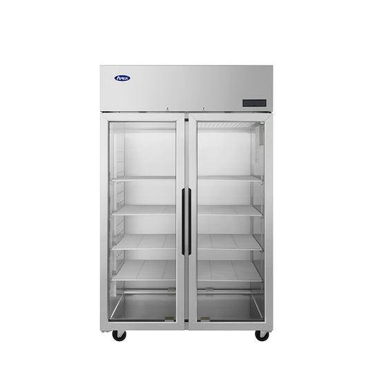 Atosa 2-Section Stainless Steel Pass-Thru Refrigerator, Glass - PLUS-R2-GS-S-PT