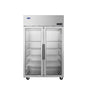 Atosa 2-Section Stainless Steel Pass-Thru Refrigerator, Glass - PLUS-R2-GS-S-PT