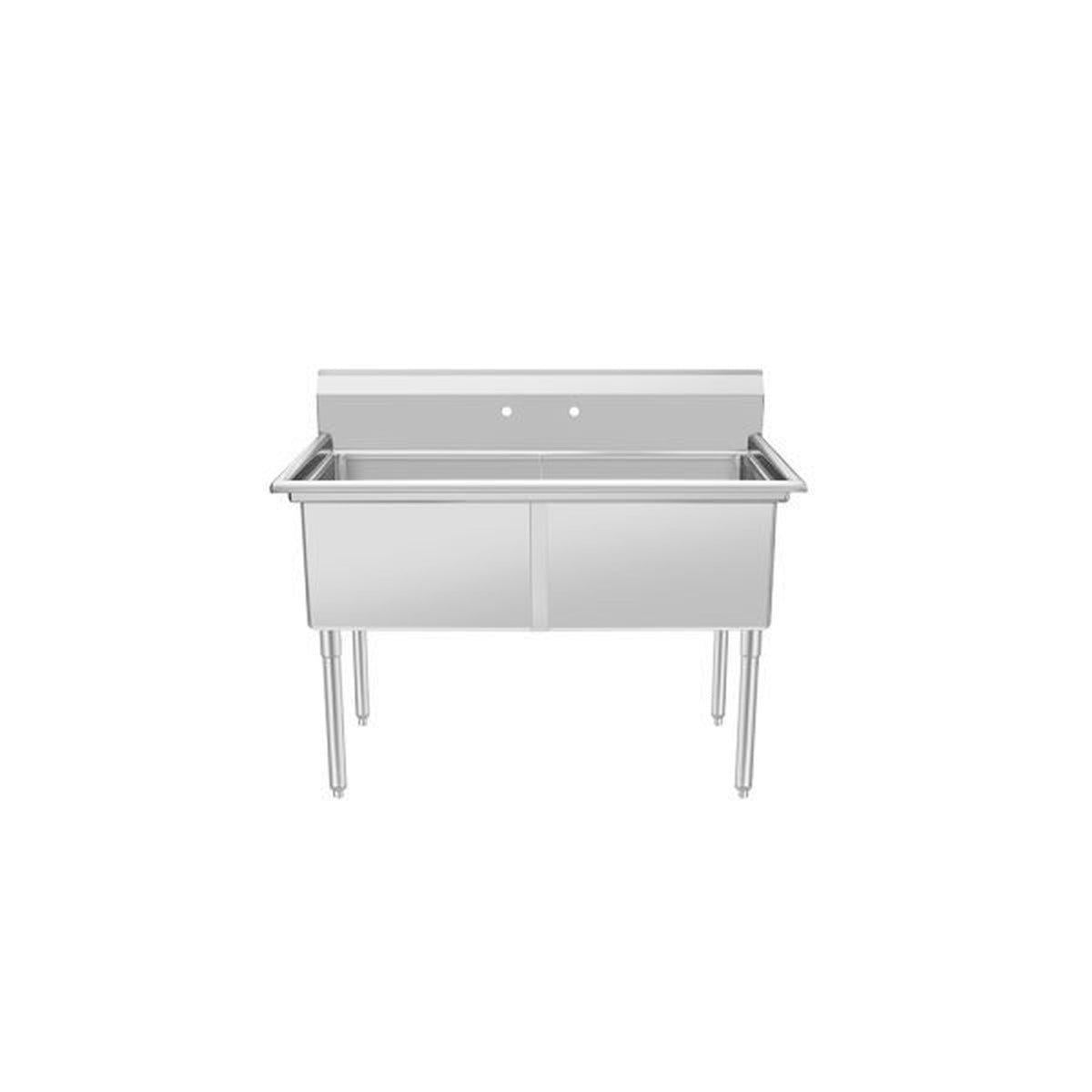 Atosa Two Compartment Sink 304 Stainless Steel 41" - No Drainboard - SS1818D21N