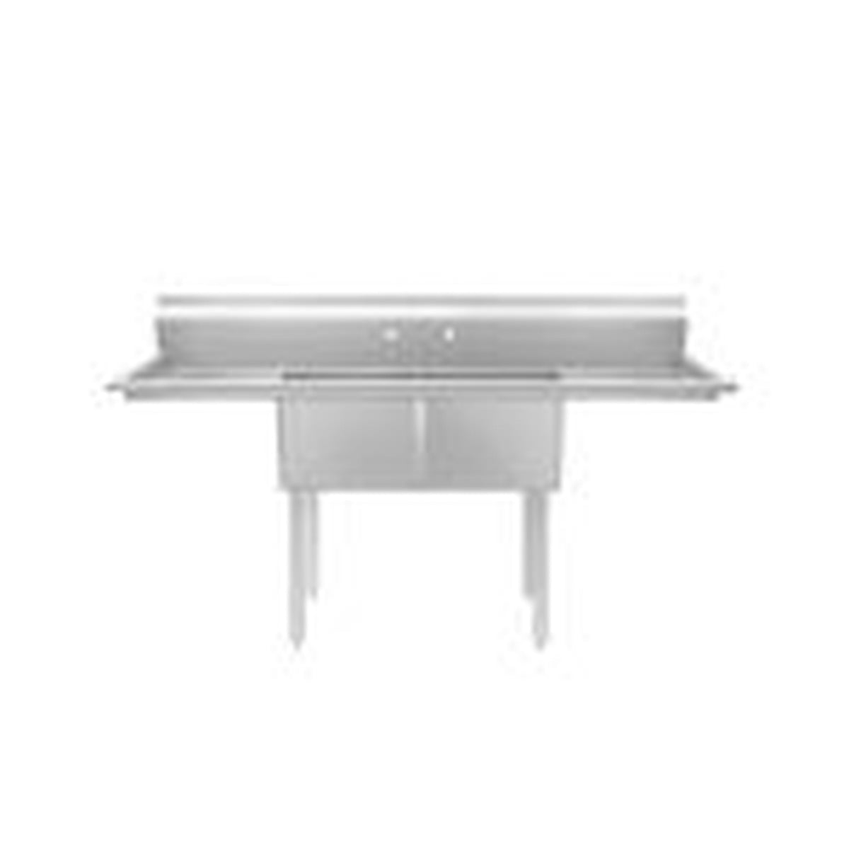 Atosa 2-Compartment Stainless Steel Sink 96" - 24" Drainboards - SS2424F21D24