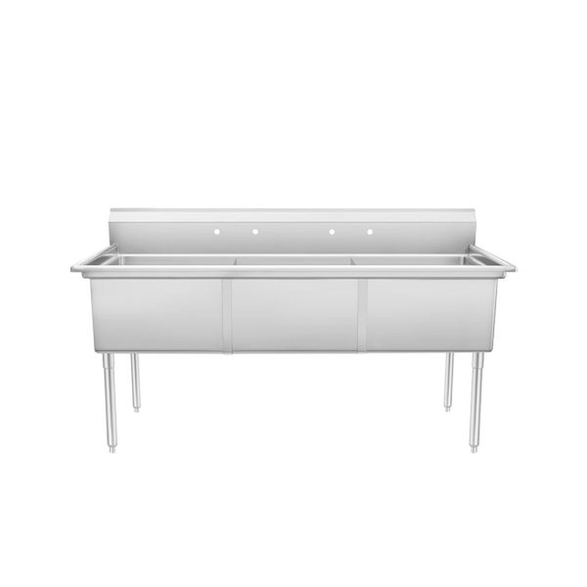 Atosa Three Compartment Sink 18 Ga 304 Stainless Steel NSF 77" - No SS2424F31N