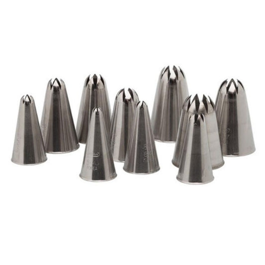 Ateco Closed Star Pastry Tube Set Stainless Steel 10-Piece - AUGT850
