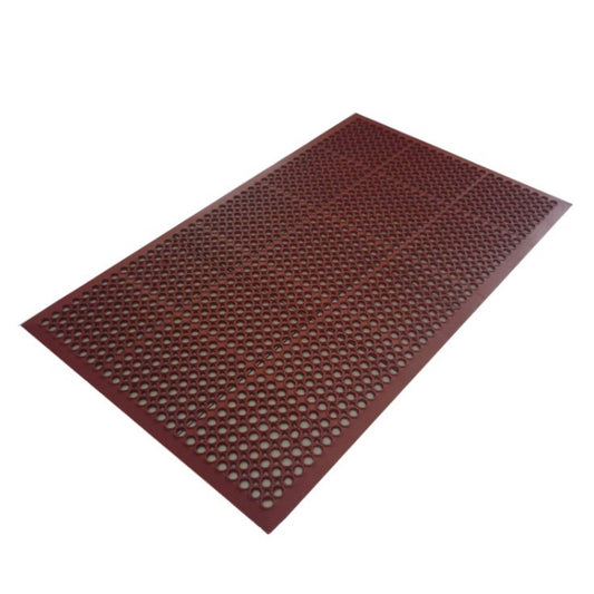 Axia Economy Anti-Fatigue Floor Mat, 36" x 60", 3/8" Thick, Rolled, Light Weight, Grease Resistant, Beveled Edge, Drainage Holes, Red - AFD3660TN