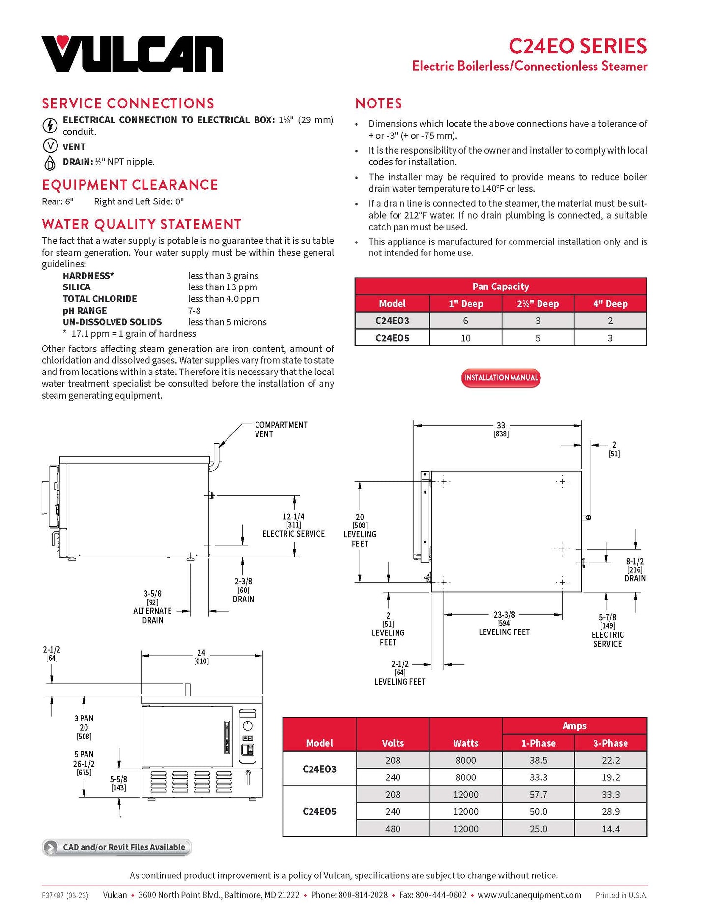 Vulcan Pan Boilerless/Connectionless Electric Countertop Steamer  - C24EO3-1