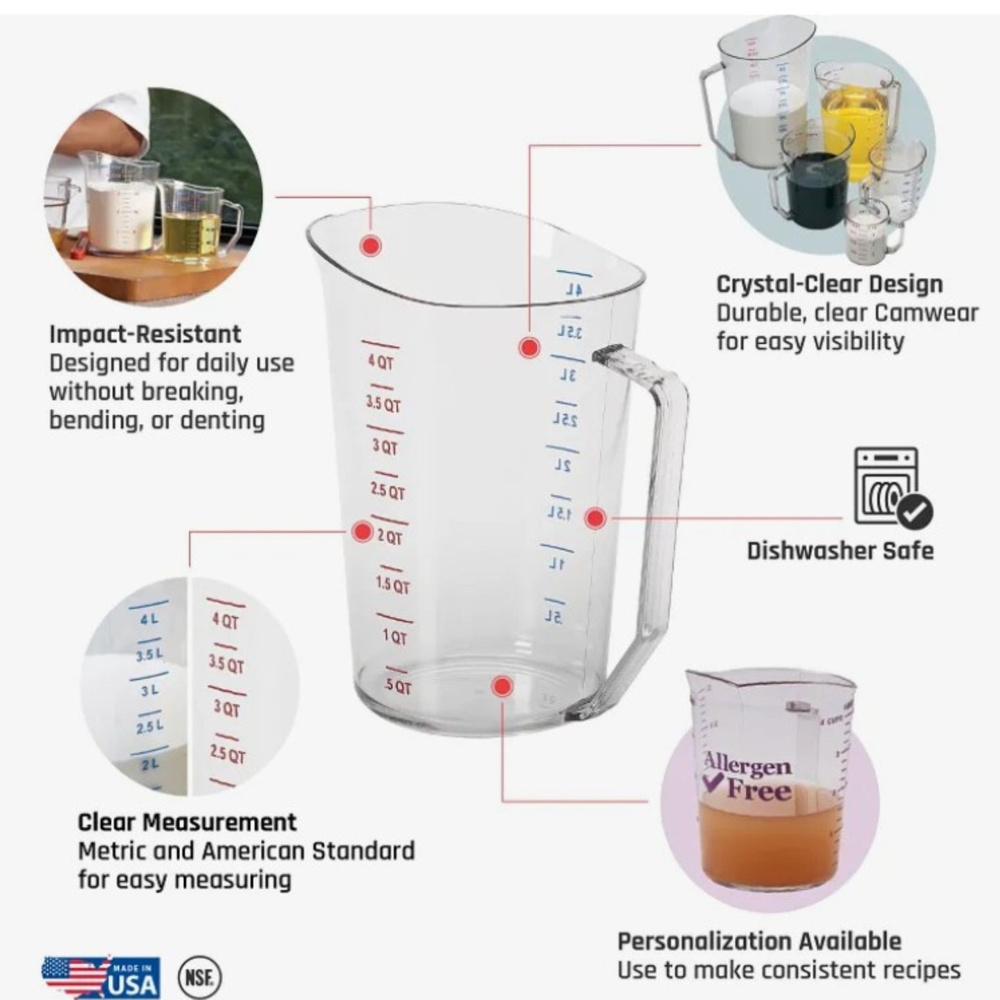 Cambro Measuring Cup, 1 Quart Clear - 100MCCW135