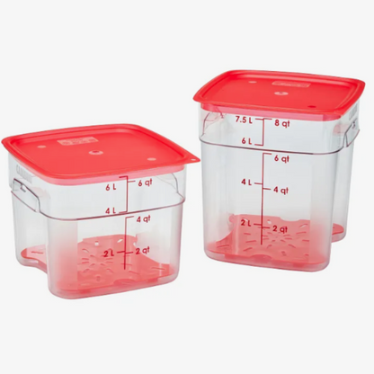 Estante de drenaje Cambro para contenedores FreshPro de 6 y 8 cuartos, rojo, NSF - 6SFSFPDPP266