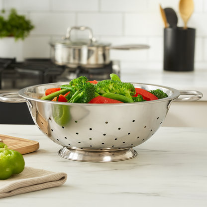 Colander, 8 Quart 13" Stainless Steel with Handles - COL-80