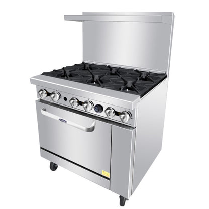 Atosa 36" Gas Range, 6 Burners with Large Oven -  AGR-6B-NG