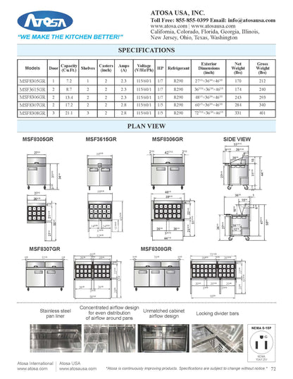 Atosa Mega-Top Sandwich Prep, 48" - MSF8306GR