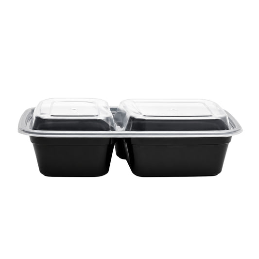 Food Packer 2-Compartment Rectangular To-Go Container with Lid 30 oz - CS150 - RET-C2-30 - OUTLET