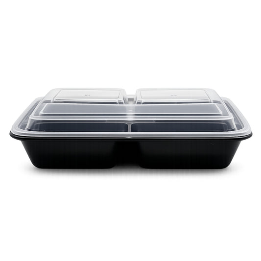 Food Packer 3-Compartment Rectangular Two-Piece Container w/Lid- CS150 - RET-C3-42 - OUTLET