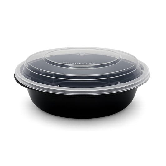 Food Packer Round Plastic To-Go Container with Lid 24 oz - CS150 - RND-24 - OUTLET