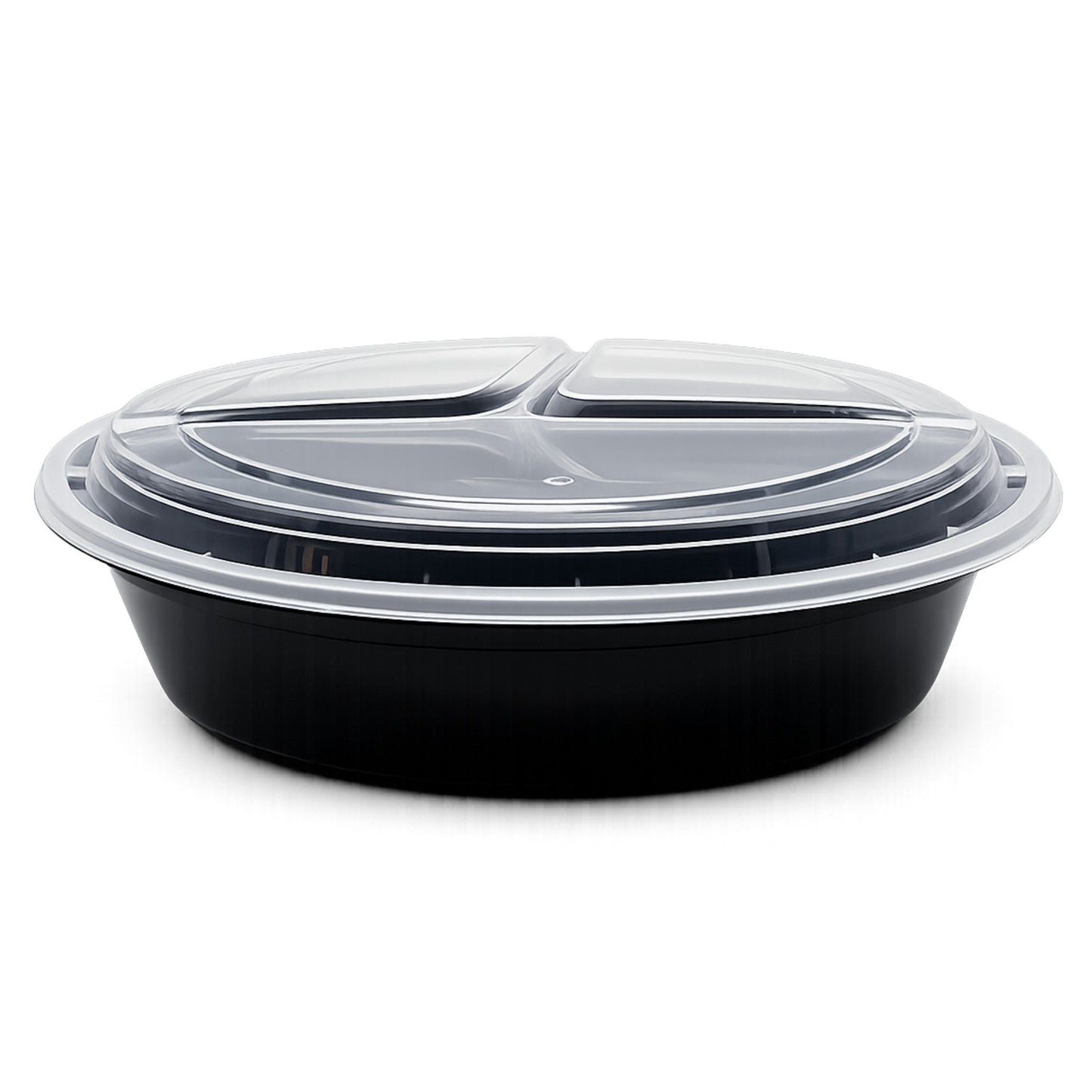 Food Packer 3 Compartment Round Two-Piece Container w/Lid 40 oz - CS150 - RND-C3-40 - OUTLET