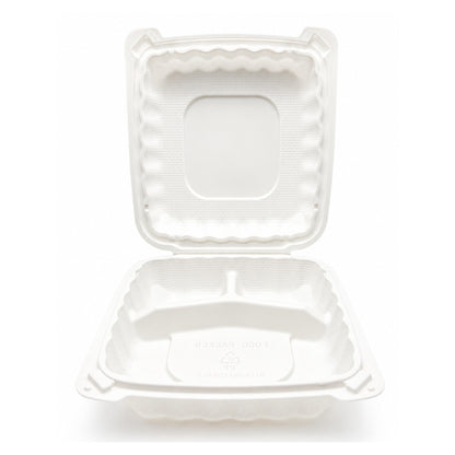 Food Packer Disposable 3-Compartment Hinged To-Go Container 8" - CS120 - TC-83S - OUTLET